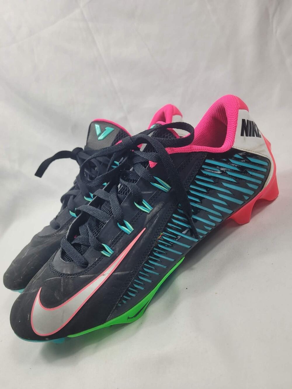 Nike Vapor Edge 360 VC Football Cleats Mens Size 12 Black Teal Pink